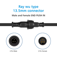 Connecteur ETOP XCONNECT 3 Cœurs NOIR Étanche, Connecteur Pigtail Mâle/Femelle, 30 cm de Long, Chaque Câble 18AWG