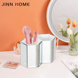 Esagonale porta pennelli per il trucco in alluminio per la casa Organizer decorativo per cosmetici eyeliner Display tazza portagioie - Product Image 6