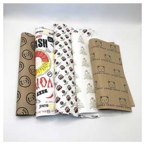 Papier alimentaire anti-graisse imprimé sur mesure 12x12, feuilles de papier blanc enduit de cire pour sandwichs, hamburgers et charcuteries - Product Image 2