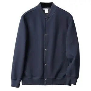 High quality Zipper Sweatshirt Solid Color cotton Plain casual breathable Men's baseball jacket