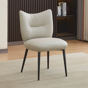 Chaise de salle <span class=keywords><strong>à</strong></span> manger en cuir PU, design italien nordique moderne, pour la maison, le bureau, l'<span class=keywords><strong>hôtel</strong></span> et la salle de bain, dossier simple, pieds en métal - Product Image 2