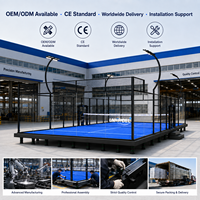 Mobil Yükseltilmiş Padel Kortu Modüler Çelik Platform Beton Temel Yok Ayarlanabilir Yükseklik Hızlı Kurulum Tatil Köyü