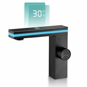 <span class=keywords><strong>Grifo</strong></span> de Lavabo Inteligente Color Gris Metálico, Latón Sólido, Pantalla Digital de Temperatura, Luz LED - Product Image 4