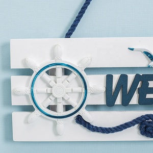 Panneau de bienvenue mural en bois de Style méditerranéen, décoration de plage nautique, artisanat suspendu pour porte de <span class=keywords><strong>jardin</strong></span> - Product Image 3