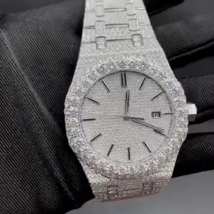 Reloj con Diamantes de Moissanita, Acero Inoxidable, Movimiento Mecánico, Resistente al Agua 20 BAR, Unisex, Estilo Vintage - Product Image 2