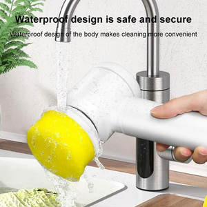 Spazzola elettrica senza fili portatile con 5 testine sostituibili per la pulizia/parete/vasca/finestra/cucina - Product Image 5