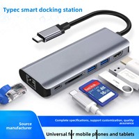 Base de Conexión USB-C de 6 Puertos con Hub Multifunción para 4K y Gigabit Ethernet para Tablets, Smartphones y Computadoras