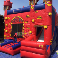 Toboggan aquatique gonflable d'extérieur Combo Château gonflable Maison de saut avec canon à eau et piscine