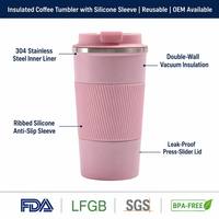 Vaso Térmico Personalizado con Logotipo, Reutilizable, a Prueba de Fugas, para Camping, de Doble Pared, Aislado, de Acero Inoxidable, para Café