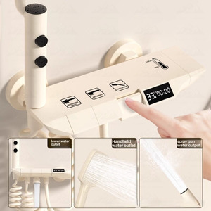 Système de <span class=keywords><strong>douche</strong></span> numérique Wayon moderne blanc crème avec touches de piano <span class=keywords><strong>et</strong></span> étagère de rangement - Product Image 5