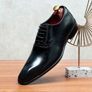 Nouvelles Chaussures Habillées de Luxe Personnalisables pour Hommes 2025 – Cuir Véritable Première Couche, Motif Patchwork, Légères et à Lacets – Modèle Business Très Vendu - Product Image 3
