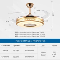Ventilateurs de plafond LED avec lumière et télécommande, rétractables, musique, gradation, 3CCT, moteur BLDC réversible, 4 pales pour chambre à coucher/salon