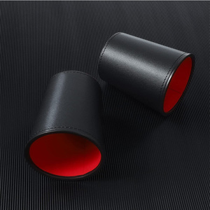 5x Faux Leather Đảng du lịch xúc xắc trò chơi da xúc xắc cup <span class=keywords><strong>Set</strong></span> với từ đóng cửa - Product Image 3