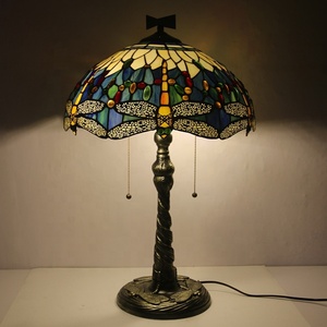 Lámpara de Mesa Tiffany LongHuiJing de 16 Pulgadas con Pantalla de Vidrio Teñido y Base de Libélula en Mosaico para una Iluminación Elegante del Escritorio, Lámpara de Mesa para el Hogar - Product Image 1