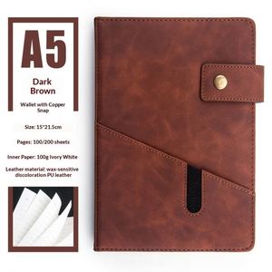 Custom Handmade Pu Leather Paper Journal <b>Diary</b> <b>A5</b> Accounting Modern Business Design UV Printed Black Custom Logo Option - Product Image 3