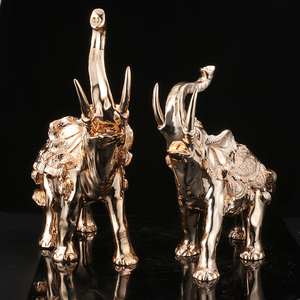 Venta al por mayor de interior Casa de Arte de la resina de plata de oro gran escultura estatua de elefante - Product Image 6