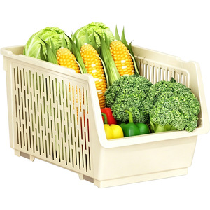 Stackable Kitchen <b>Storage</b> <b>Baskets</b> Rectangle Handle Food <b>Storage</b> Box For Vegetables Fruits Garlic Ginger Countertop Organization - Product Image 5