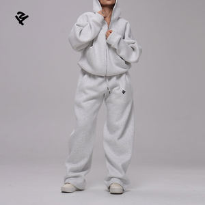 Ensemble survêtement surdimensionné personnalisé, streetwear, deux pièces, sweat à capuche zippé et pantalon de survêtement à jambes larges, vêtements pour femmes, <span class=keywords><strong>jogging</strong></span>, tenue de sport pour femmes - Product Image 3