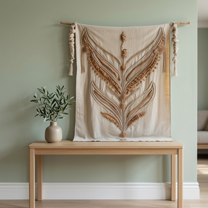 Décoration murale en coton respirant, fabriquée artisanallement et éthiquement, modèle HOME-5016, design élégant, pièce d'exception de la marque PER CLIENT. - Product Image 2