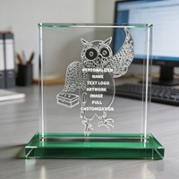 Trophée en cristal K9 Neelpure 199159, motif hibou gravé au laser 3D, logo personnalisé pour la reconnaissance scolaire et l'éducation