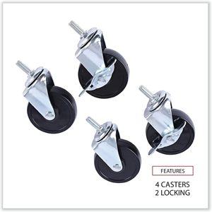 Alera Casters for <b>Wire</b> Shelving Set of 4 125 Lbs. Per Caster Black Polyurethane-for Outdoor Industrial & Hospital Use - Product Image 3