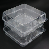 Boîte de boulangerie carrée en plastique haute transparence, en PET de qualité alimentaire, jetable, avec couvercle à charnière, pour croissants, beignets et pain