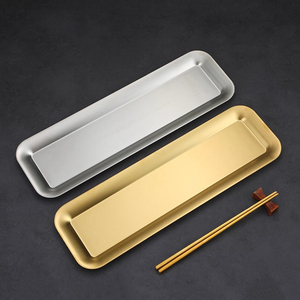Yurtrain moderne or Rectangle coréen en acier inoxydable Barbecue <span class=keywords><strong>assiette</strong></span> plats et assiettes ensemble de plateau de service - Product Image 3