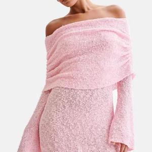 Jupe courte de plage tricotée pour femme, Robe sexy asymétrique à manches longues pour femme, Agent d'achat - Product Image 1
