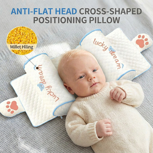 Almohada con Forma de Cabeza Personalizada para Bebés de 0 a 12 Meses, Ancho Ajustable, Algodón Transpirable con Relleno de Mijo Natural - Product Image 1