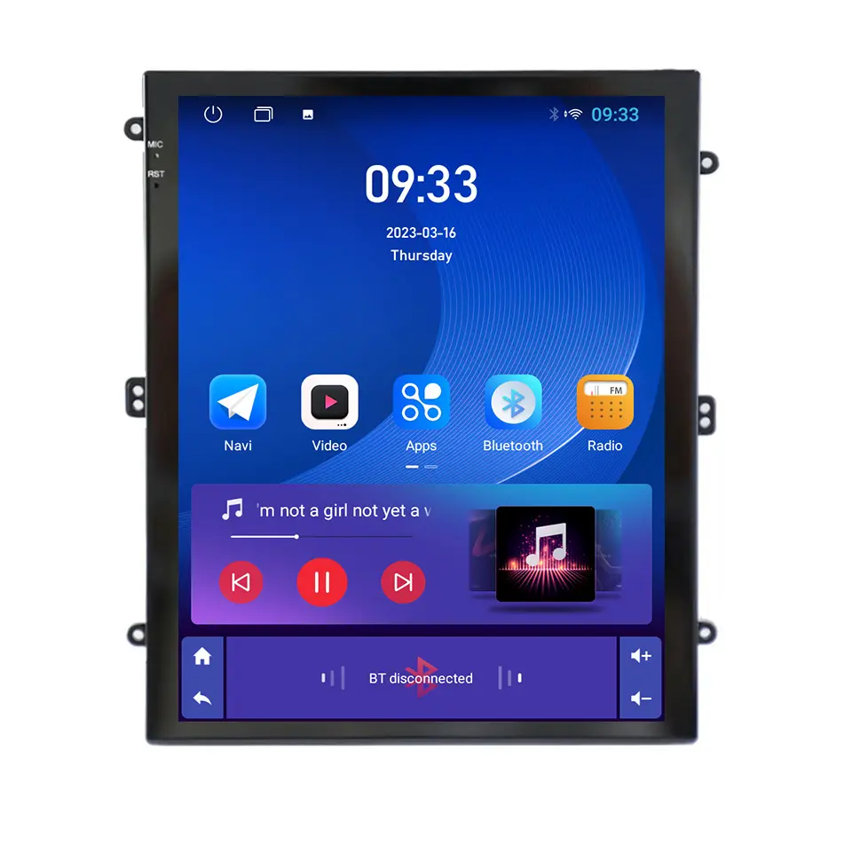 Rádio de rádio para carro Android com tela vertical de 9,7 polegadas, DVD universal com tela de toque completo, navegação GPS Carplay, som automotivo