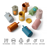 Vente en gros de gobelets en paille en silicone pour boisson de bébé gobelets en silicone pour bambins et enfants