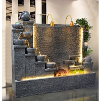 Fuente decorativa de mármol para interior y exterior, cascada, Granito de lujo exquisito, piedra de pared de agua