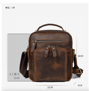 Sac bandoulière en cuir Crazy Horse Andong pour homme, sac messager décontracté rétro multifonctionnel pour le travail - Product Image 3