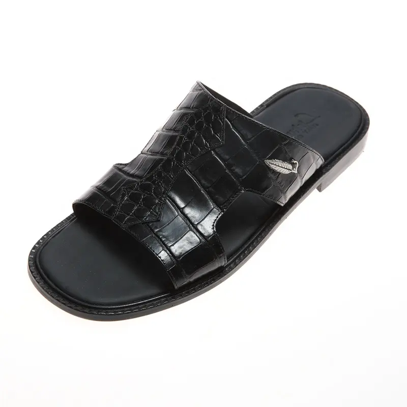 New custom slides wholesale from china men flip flop beach slide leather slippers for men