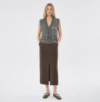 Gilet en tricot pour femme, style vintage parisien, à bords effilochés, en fils mélangés, respirant, col en V, style preppy, court, motif color block