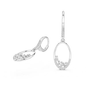 Boucles d'oreilles en argent avec diamants de laboratoire, bijoux de créateur élégants, accessoire de mode scintillant pour offrir - Product Image 2