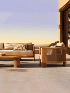 Divano <span class=keywords><strong>da</strong></span> Esterno in Teak Stile Nordico, Impermeabile e Resistente ai Raggi Solari, per Villa, Hotel, <span class=keywords><strong>Giardino</strong></span>, Arredamento in Legno Massello - Product Image 6