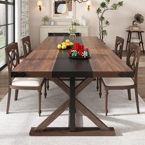 Mesa de Comedor Rectangular Moderna SENYU de Madera con Base en X para 6 Personas, Diseño Rústico, Estructura Estable, Muebles para el Hogar - Product Image 5