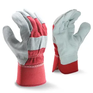 Heavy Duty Cow Split Leather Hand Protection Safety Leather Working Gloves For Work Sialkot Pakistan For Building