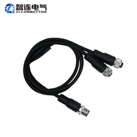 Connecteur de câble extérieur droit/coudé M12 en cuivre surmoulé, blindé, étanche IP67, à verrouillage par vis, mâle/femelle