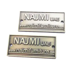 Dikdörtgen şekilli özel Logo kazınmış Metal etiketler plaka mobilya