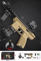 Pistol Mainan Tembak-tembakan Listrik TEC-9 Nylon Glow in the Dark, Model WarGame TEC9, Peluru Lunak untuk Permainan Tembak-menembak