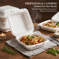 Contenants alimentaires jetables en plastique MFPP de haute qualité, design à 2 compartiments, sans BPA, micro-ondables, blancs, pour desserts et fast-food