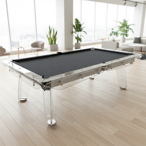 Table de billard de <span class=keywords><strong>luxe</strong></span> à prix de gros usine, design transparent, pieds en bois, table de billard moderne en verre cristal clair, 8ft 9ft - Product Image 1