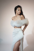 Ensemble de 2 pièces élégantes à paillettes pour soirée, anniversaire, mariage, robe longue pour femmes, tenue de festival et de scène