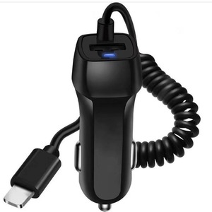 Cargador de coche tipo C 2A de carga rápida con cable para iPhone Android entrada de 12V - Product Image 1