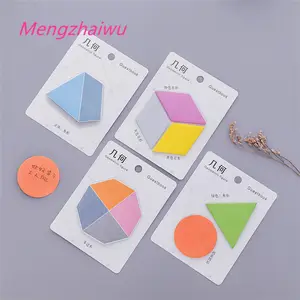 Fabricante de papelería de China Yiwu, papel colorido de exportación, formas geométricas simples, Bloc de notas, notas adhesivas con logotipo personalizado