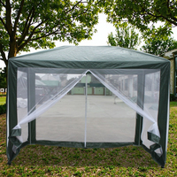 Tente de jardin classique d'extérieur en PE avec cadre thermolaqué, moustiquaire et parasol pour fêtes de famille
