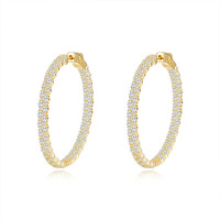 Boucles d'oreilles créoles Gypsophila en argent sterling 925 avec moissanite brillante et certificat GRA pour femme