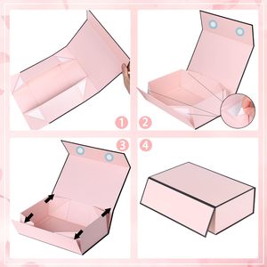 Boîte cadeau magnétique avec couvercles, rubans et sac cadeau pour les cadeaux, boîte cadeau rose avec ensemble de sacs pour femme, fille, elle, boîte pour anniversaire - Product Image 4